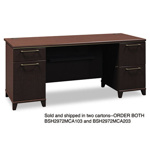 Image of Enterprise Collection 72w Double Pedestal Desk, 70.13w X 28.63d X 29.75h, Harvest Cherry (box 2 Of 2)