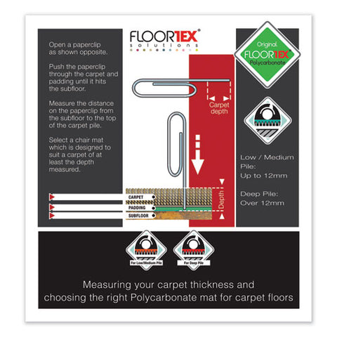 Image of Cleartex Ultimat Polycarbonate Chair Mat For Low/medium Pile Carpet, 35 X 47, Clear