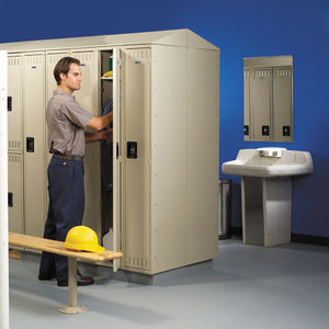 Double Tier Locker, Single Stack, 12w X 18d X 72h, Medium Gray