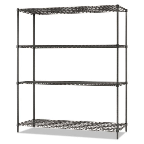 Image of All-purpose Wire Shelving Starter Kit, 4-shelf, 60 X 24 X 72, Black Anthracite Plus