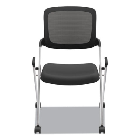 Image of Vl304 Mesh Back Nesting Chair, Black Seat/black Back, Silver Base