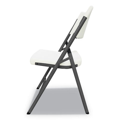 Image of Premium Molded Resin Folding Chair, White Seat/white Back, Dark Gray Base