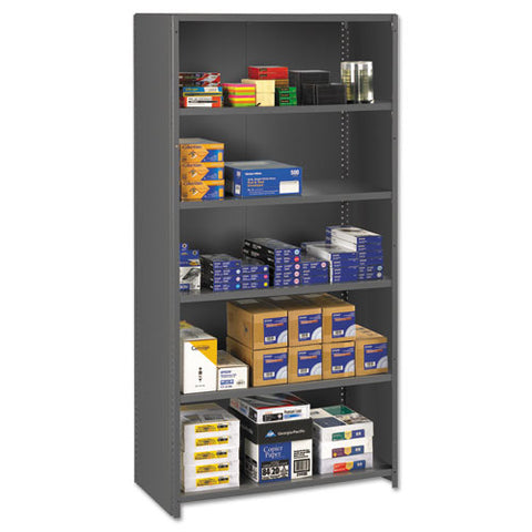 Image of Closed Commercial Steel Shelving, Six-shelf, 36w X 18d X 75h, Medium Gray