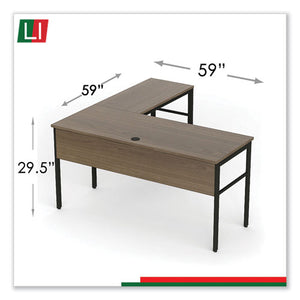 Urban Desk Workstation, 59w X 59d X 29.5h, Natural Walnut