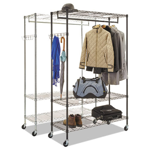 Image of Wire Shelving Garment Rack, 40 Garments, 48w X 18d X 75h, Black