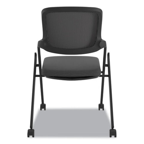 Image of Vl304 Mesh Back Nesting Chair, Black Seat/black Back, Black Base