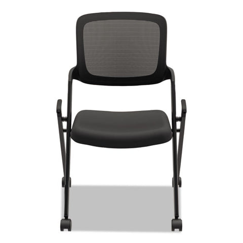 Image of Vl304 Mesh Back Nesting Chair, Black Seat/black Back, Black Base