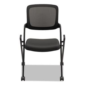 Vl304 Mesh Back Nesting Chair, Black Seat/black Back, Black Base