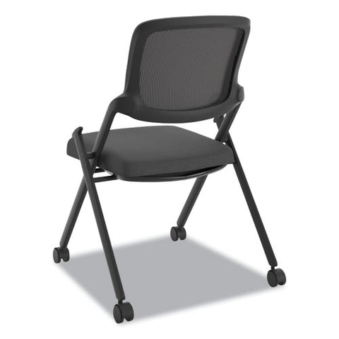 Image of Vl304 Mesh Back Nesting Chair, Black Seat/black Back, Black Base