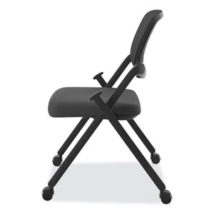 Vl304 Mesh Back Nesting Chair, Black Seat/black Back, Black Base