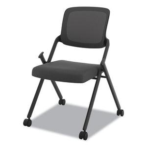 Vl304 Mesh Back Nesting Chair, Black Seat/black Back, Black Base