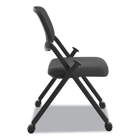 Image of Vl304 Mesh Back Nesting Chair, Black Seat/black Back, Black Base