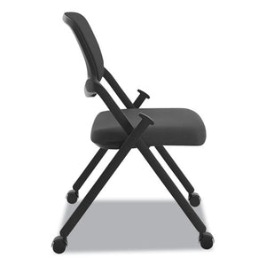 Vl304 Mesh Back Nesting Chair, Black Seat/black Back, Black Base