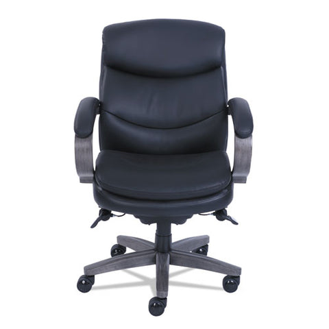 Image of Woodbury Mid-back Executive Chair, Supports Up To 300 Lbs., Black Seat/black Back, Weathered Gray Base