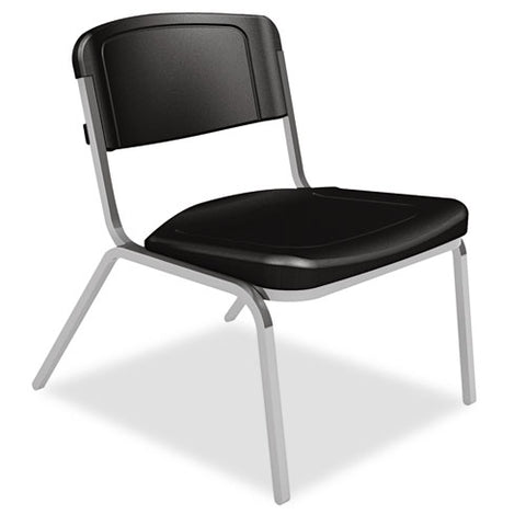 Image of Rough 'n Ready Big And Tall Stack Chair, Black Seat/black Back, Silver Base, 4/carton