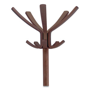 Café Wood Coat Stand, Ten Peg/five Hook, 21.67w X 21.67d X 69.33h, Espresso Brown