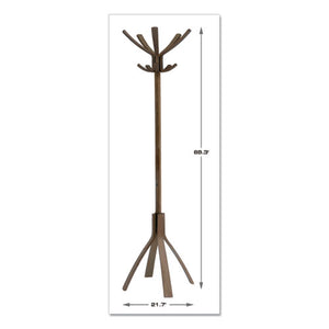 Café Wood Coat Stand, Ten Peg/five Hook, 21.67w X 21.67d X 69.33h, Espresso Brown