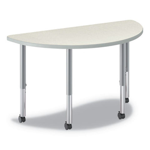 Image of Build Half Round Shape Table Top, 60w X 30d, Silver Mesh