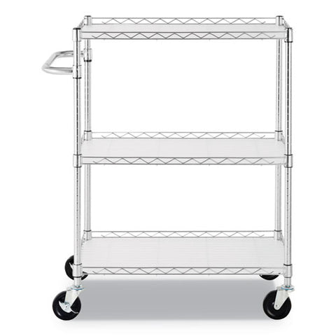 Image of 3-shelf Wire Cart With Liners, 34.5w X 18d X 40h, Silver, 600-lb Capacity