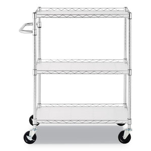 3-shelf Wire Cart With Liners, 34.5w X 18d X 40h, Silver, 600-lb Capacity