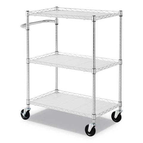 Image of 3-shelf Wire Cart With Liners, 34.5w X 18d X 40h, Silver, 600-lb Capacity