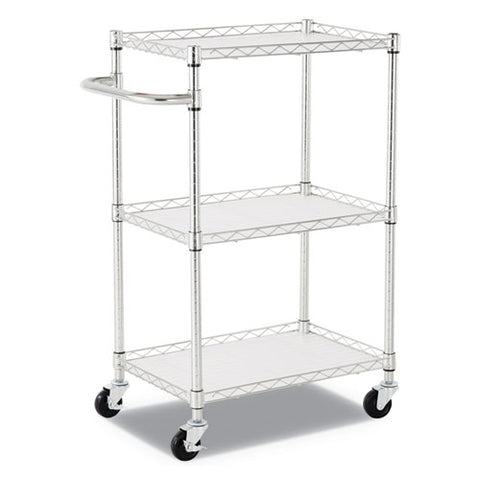 Image of 3-shelf Wire Cart With Liners, 34.5w X 18d X 40h, Silver, 600-lb Capacity