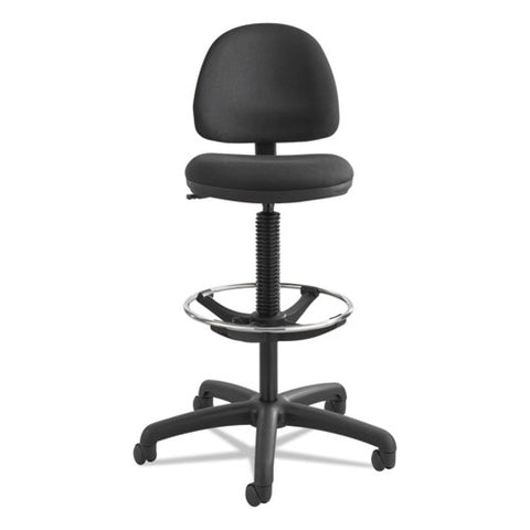 Image of Precision Extended-height Swivel Stool With Adjustable Footring, 33" Seat Height, Up To 250 Lbs., Black Seat/back, Black Base