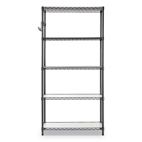 Image of 5-shelf Wire Shelving Kit With Casters And Shelf Liners, 36w X 18d X 72h, Black Anthracite