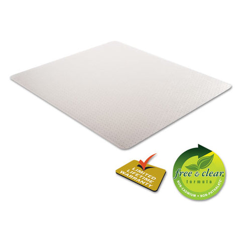 Image of Occasional Use Studded Chair Mat For Flat Pile Carpet, 46 X 60, Rectangular, Clear