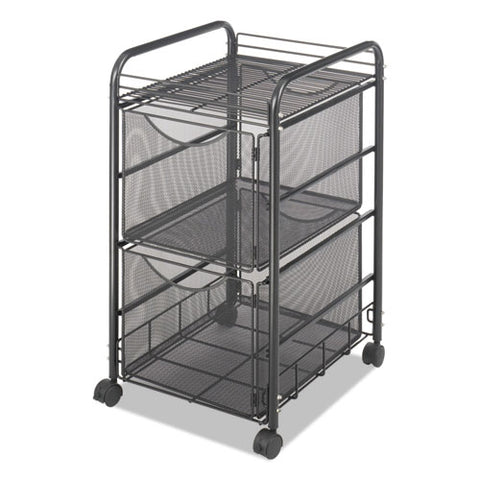 Image of Onyx Mesh Mobile Double File, One-shelf, 15.75w X 17d X 27h, Black