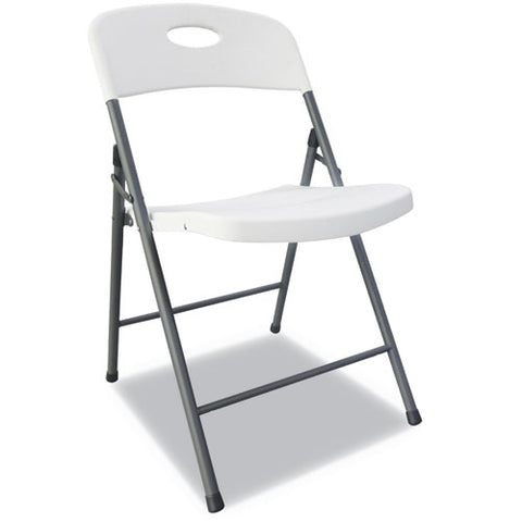 Image of Molded Resin Folding Chair, White Seat/white Back, Dark Gray Base, 4/carton