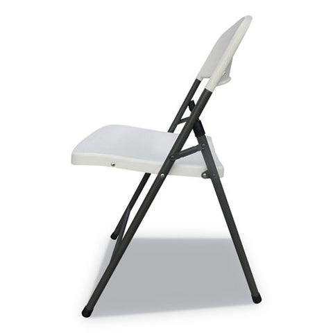 Image of Molded Resin Folding Chair, White Seat/white Back, Dark Gray Base, 4/carton