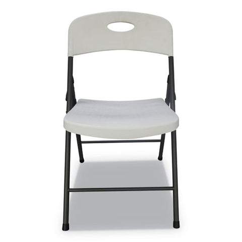 Image of Molded Resin Folding Chair, White Seat/white Back, Dark Gray Base, 4/carton