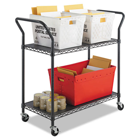 Image of Wire Utility Cart, Two-shelf, 43.75w X 19.25d X 40.5h, Black