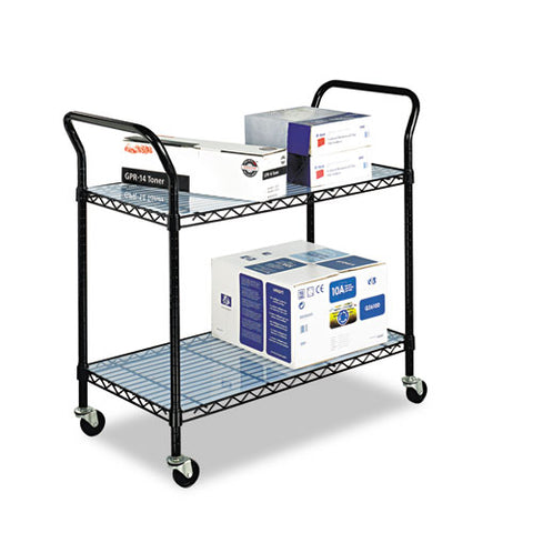 Image of Wire Utility Cart, Two-shelf, 43.75w X 19.25d X 40.5h, Black