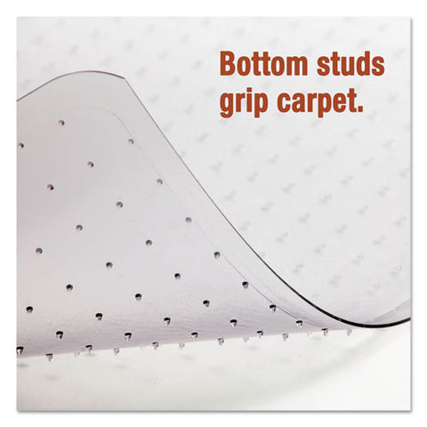 Image of Moderate Use Studded Chair Mat For Low Pile Carpet, 45 X 53, Wide Lipped, Clear