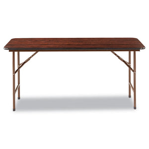 Wood Folding Table, Rectangular, 59 7/8w X 17 3/4d X 29 1/8h, Mahogany