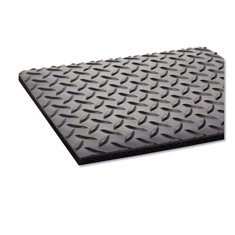 Image of Industrial Deck Plate Anti-fatigue Mat, Vinyl, 36 X 60, Black