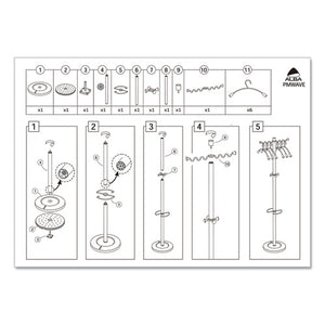 Wavy Coat Tree, Six Hangers/two Knobs/four Hooks, 18.88w X 14d X 68.5h, Silver Steel/wood