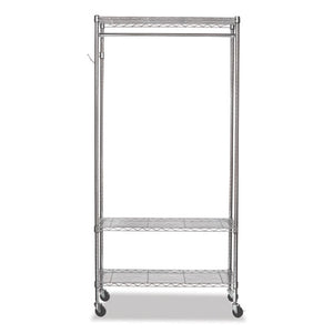 Wire Shelving Garment Rack, 30 Garments, 36w X 18d X 75h, Silver