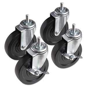 Optional Casters For Wire Shelving, 125 Lbs/caster, Black, 4/set