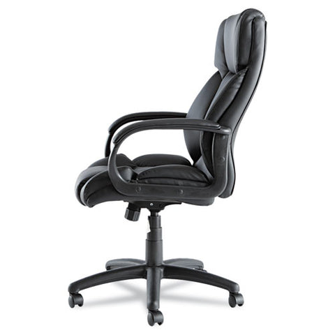 Image of Alera Fraze Executive High-back Swivel/tilt Leather Chair, Supports Up To 275 Lbs, Black Seat/black Back, Black Base