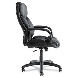 Alera Fraze Executive High-back Swivel/tilt Leather Chair, Supports Up To 275 Lbs, Black Seat/black Back, Black Base