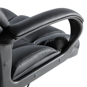 Alera Fraze Executive High-back Swivel/tilt Leather Chair, Supports Up To 275 Lbs, Black Seat/black Back, Black Base