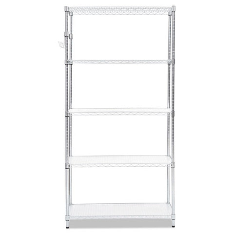 Image of 5-shelf Wire Shelving Kit With Casters And Shelf Liners, 36w X 18d X 72h, Silver