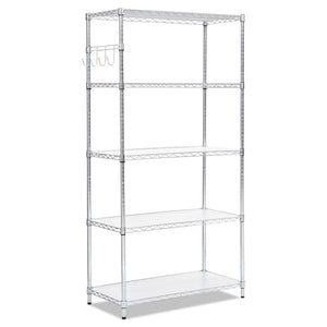 5-shelf Wire Shelving Kit With Casters And Shelf Liners, 36w X 18d X 72h, Silver