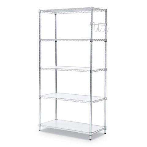 Image of 5-shelf Wire Shelving Kit With Casters And Shelf Liners, 36w X 18d X 72h, Silver