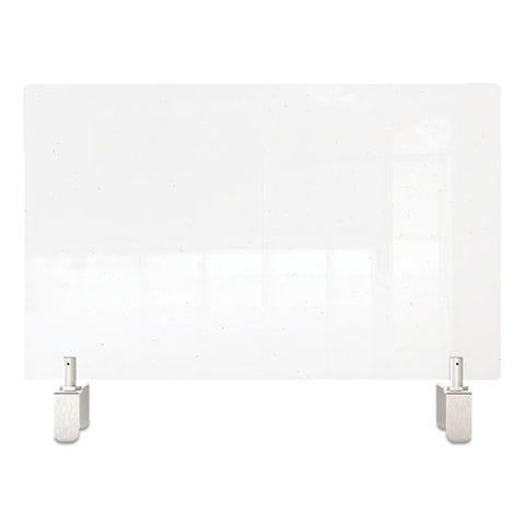 Image of Clear Partition Extender With Attached Clamp, 42 X 3.88 X 30, Thermoplastic Sheeting