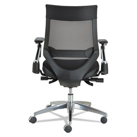 Image of Alera Eb-w Series Pivot Arm Multifunction Mesh Chair, Supports Up To 275 Lbs, Black Seat/black Back, Aluminum Base