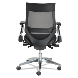 Alera Eb-w Series Pivot Arm Multifunction Mesh Chair, Supports Up To 275 Lbs, Black Seat/black Back, Aluminum Base